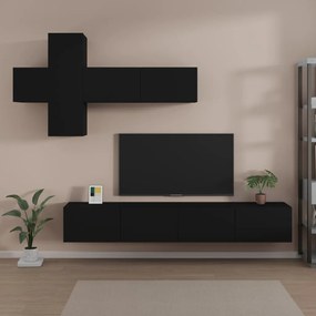 vidaXL Conjunto móveis de TV 7 pcs madeira processada preto
