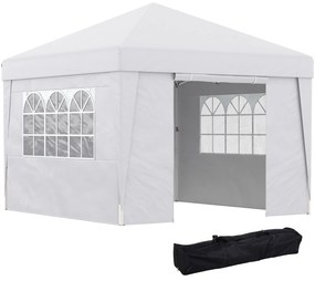 Outsunny Gazebo Dobrável 3x3 m com Altura Ajustável com estilo Pop Up e Janelas Branco | Aosom Portugal