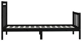 Estrutura de cama 100x200 cm madeira de pinho maciça preto