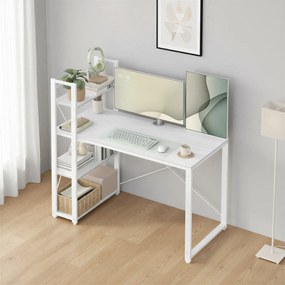 Secretária ampla para computador com espaço de arrumação 120 x 60 x 120,1 cm branca