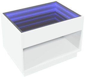 Mesa de centro luzes LED Infinity 70x50x50 cm branco