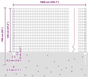 Cerca Euro com 5 Postes U Verde 1,2x10 m Aço