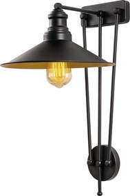 Candeeiro de Parede Saglam – Preto e Dourado – 28 x 34 cm