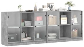 Estante c/ portas 204x37x75 cm derivados madeira cinza cimento