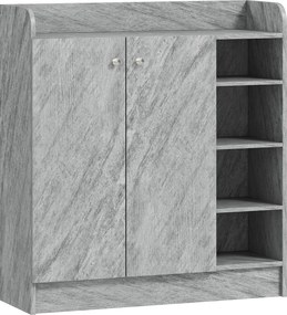 HOMCOM Sapateira, espaço para 12 pares de sapatos, 2 portas e 4 compartimentos abertos, para corredor ou entrada, Cinza | Aosom Portugal