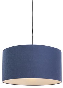 Candeeiro de suspensão moderno preto com cúpula azul antigo 50 cm - Combi 1 Moderno