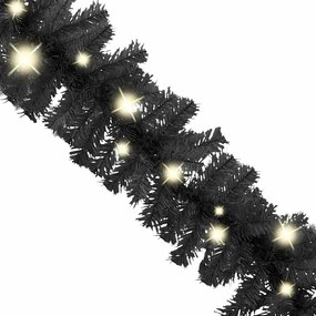 Grinalda de Natal com luzes LED 10 m preto