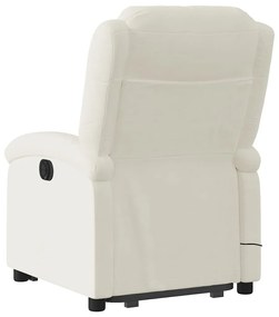 Poltrona massagens reclinável elevatória elétrica veludo creme