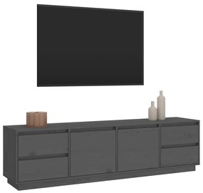 Móvel de TV 176x37x47,5 cm madeira de pinho maciça cinzento