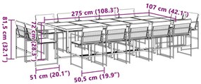 15 pcs conj. de jantar p/ jardim c/ almofadões textilene branco