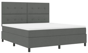 Cama Box Spring com Colchão e LED - Cinza Escuro, 180 x 200 cm Tecido