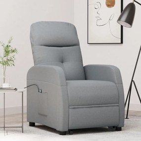 vidaXL Poltrona elevatória tecido cinzento-claro