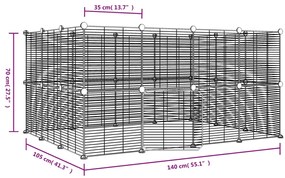 Gaiola p/ animais de 28 painéis c/ porta 35x35 cm aço preto