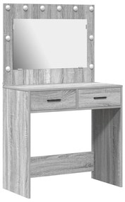 Mesa de Vestir com Luzes LED Cinza Sonoma 78,5x41x135 cm