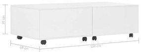 Mesa de centro 120x60x35 cm branco brilhante