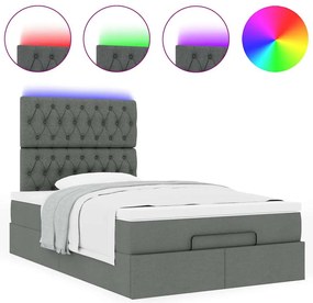 Estrutura de cama otomana com colchão cinza escuro tecido