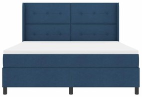 Cama Box com Colchão e LED Azul 180x200 cm, Tecido