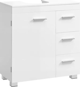 Armário casa de banho para lavatório (NÃO INCLUIDO) 30 x 60 x 64 cm com 3 gavetas grandes e pés em branco