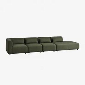 Sofá Modular De Canto Em 4 Peças Com Chaise Longue Direita Fogler Tecido Pele De Borrego Verde Sálvia - Sklum