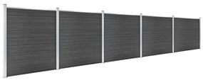 Conjunto de painel de vedação WPC 872x186 cm preto