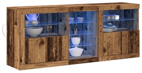 Aparador com Luzes LED Madeira Antiga 162x37x67 cm Madeira Engenharia