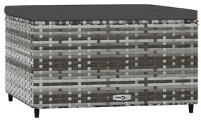 Apoios de pés para jardim com almofadões 2 pcs vime PE cinzento