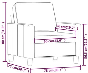 Poltrona 60 cm tecido cinzento-escuro