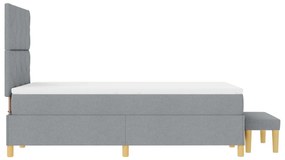 Cama Box Spring com Colchão e Banco Cinza Claro 120x200 cm Tecido