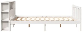 Cama com estante sem colchão 140x200 cm pinho maciço branco