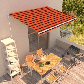 Toldo retrátil manual 400x300 cm laranja e castanho