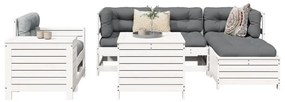 vidaXL 7 pcs conjunto de sofás para jardim pinho maciço branco