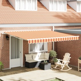 vidaXL Toldo Retrátil Manual Amarelo e Laranja 400x300 cm