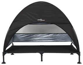 Cama Elevada para Cachorro com Toldo Removível Preto XL Aço