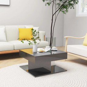 vidaXL Mesa de centro 57x57x30 cm contraplacado cinzento brilhante