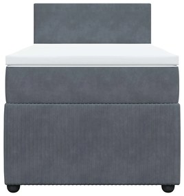 Cama com molas/colchão 100x200 cm veludo cinza-escuro