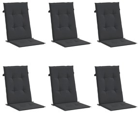 Almofadões para cadeiras altas de jardim 6 pcs tecido preto