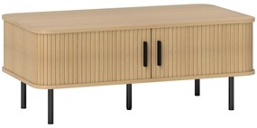 HOMCOM Mesa de Centro para Sala de Estar Mesa Auxiliar com 2 Portas de Correr 2 Compartimentos e Pés de Aço 100x55x40 cm Carvalho | Aosom Portugal
