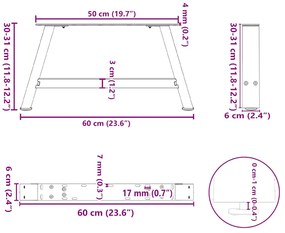 Pés para mesa de centro em formato A, 2 peças, antracite, 60x(30-31) c