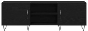 Armário para TV vidaXL Preto Carvalho 150x30x50 cm Madeira engenheirad