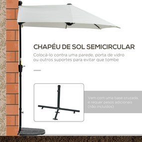 Chapéu de Sol de Parede 190x200x240cm Chapéu de Sol de Jardim com Manivela Mastro de Aço Base Cruzada e Proteção Solar para Terraço Balcão Creme