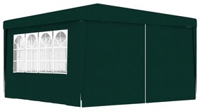 48536 vidaXL Tenda festas profissional c/ paredes laterais 4x4m 90g/m² verde