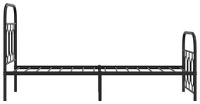 Estrutura de cama com cabeceira e pés 75x190 cm metal preto