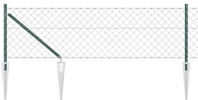 Conjunto de Postes de Cerca Verde 0.6 x 25 m Aço Galvanizado