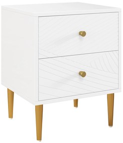 HOMCOM Mesa de Cabeceira com 2 Gavetas Puxadores Pés de Aço para Quarto Sala 40x35x50 cm Branco | Aosom Portugal