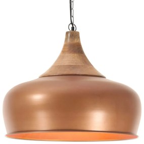 vidaXL Candeeiro teto industrial 45cm E27 ferro cobre e madeira maciça