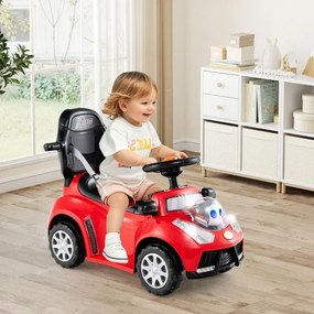 Andarilho crianças forma carro 3 em 1 Carro deslizante com guiador, buzina, música, luz e cinto de segurança Vermelho