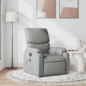 Poltrona de massagens reclinável tecido cinzento-claro