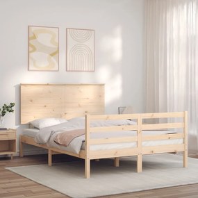 3195221 vidaXL Estrutura de cama com cabeceira 140x200 cm madeira maciça