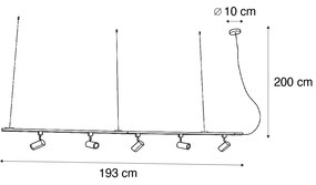 LED Sistema de calha pendente inteligente preto monofásico com 5 GU10 Wi-Fi - Jeana Moderno