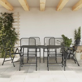 vidaXL 7 pcs conjunto de jantar para jardim rede de metal antracite